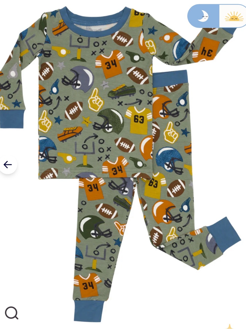 Little Sleepies Football Two Piece Long sleeved pajamas